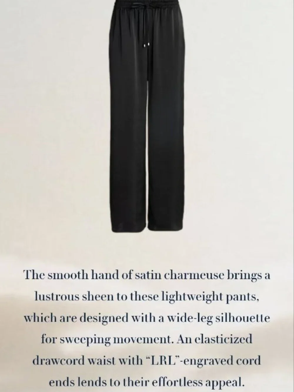 $165 Lauren Ralph Lauren Satin Charmeuse Wide-Leg Pant Black Size M - Picture 5 of 11